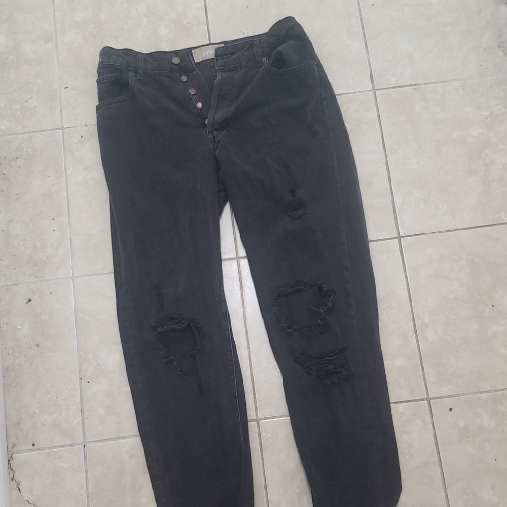 Dark Grey Distressed Straight Leg Jeans (JJXX)